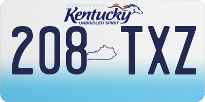 KY license plate 208TXZ