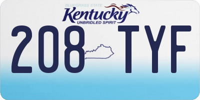 KY license plate 208TYF