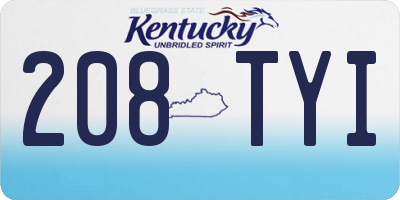 KY license plate 208TYI