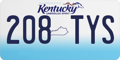 KY license plate 208TYS