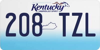 KY license plate 208TZL