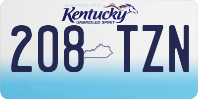 KY license plate 208TZN