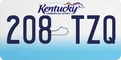 KY license plate 208TZQ