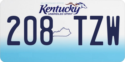 KY license plate 208TZW