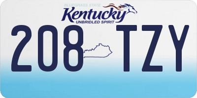 KY license plate 208TZY