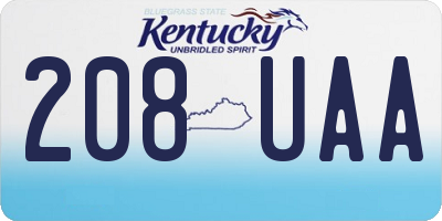 KY license plate 208UAA