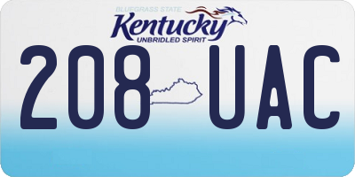 KY license plate 208UAC