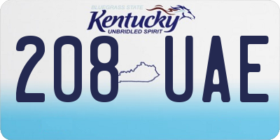 KY license plate 208UAE