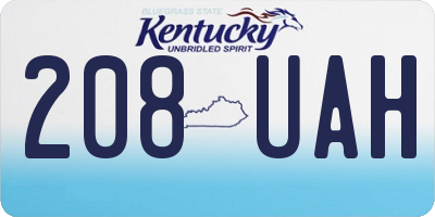 KY license plate 208UAH