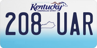 KY license plate 208UAR