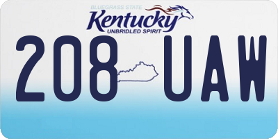 KY license plate 208UAW