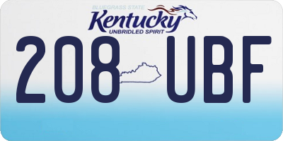 KY license plate 208UBF