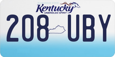 KY license plate 208UBY