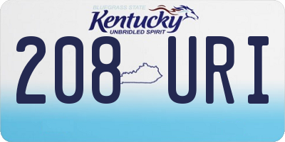 KY license plate 208URI