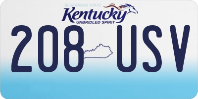 KY license plate 208USV