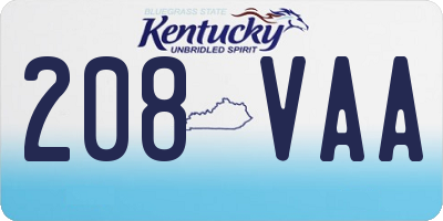 KY license plate 208VAA