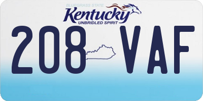 KY license plate 208VAF
