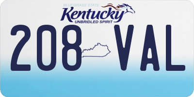 KY license plate 208VAL