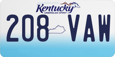 KY license plate 208VAW