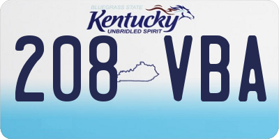 KY license plate 208VBA