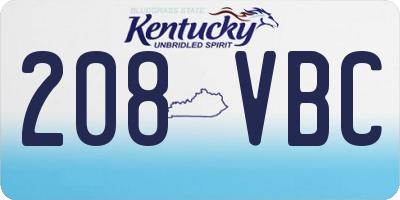 KY license plate 208VBC