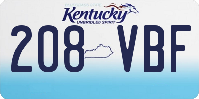 KY license plate 208VBF