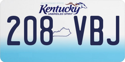 KY license plate 208VBJ
