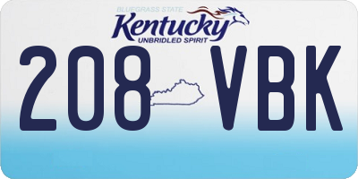 KY license plate 208VBK