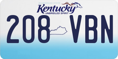 KY license plate 208VBN