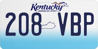 KY license plate 208VBP