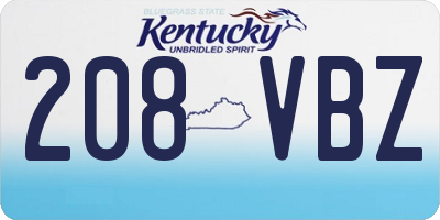 KY license plate 208VBZ
