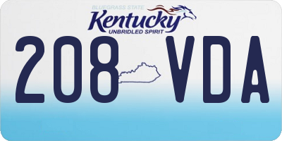 KY license plate 208VDA