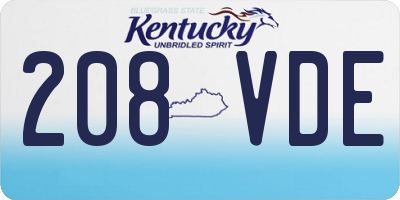 KY license plate 208VDE