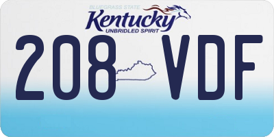 KY license plate 208VDF