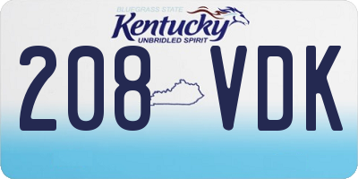 KY license plate 208VDK