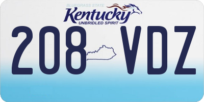KY license plate 208VDZ
