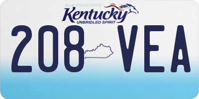 KY license plate 208VEA