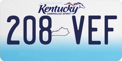 KY license plate 208VEF