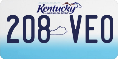 KY license plate 208VEO
