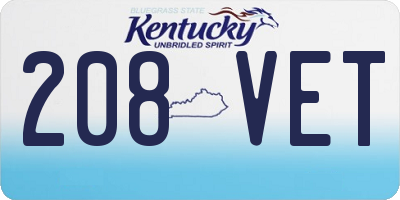 KY license plate 208VET