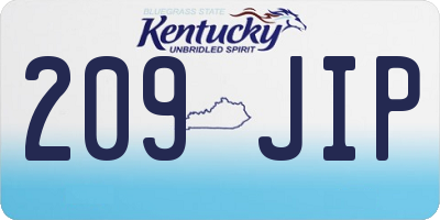 KY license plate 209JIP