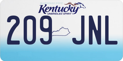 KY license plate 209JNL