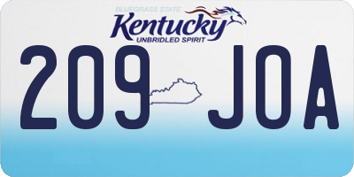 KY license plate 209JOA