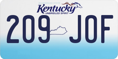 KY license plate 209JOF