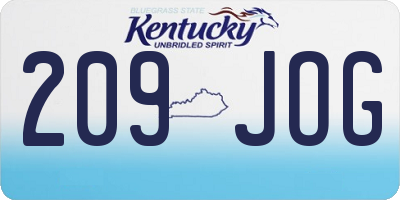 KY license plate 209JOG