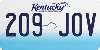 KY license plate 209JOV