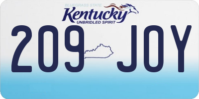 KY license plate 209JOY