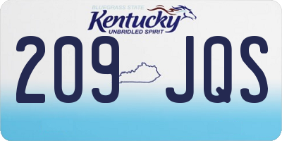 KY license plate 209JQS