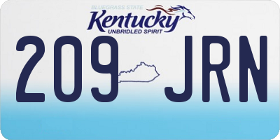 KY license plate 209JRN