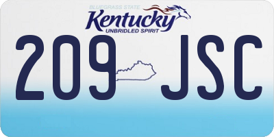KY license plate 209JSC